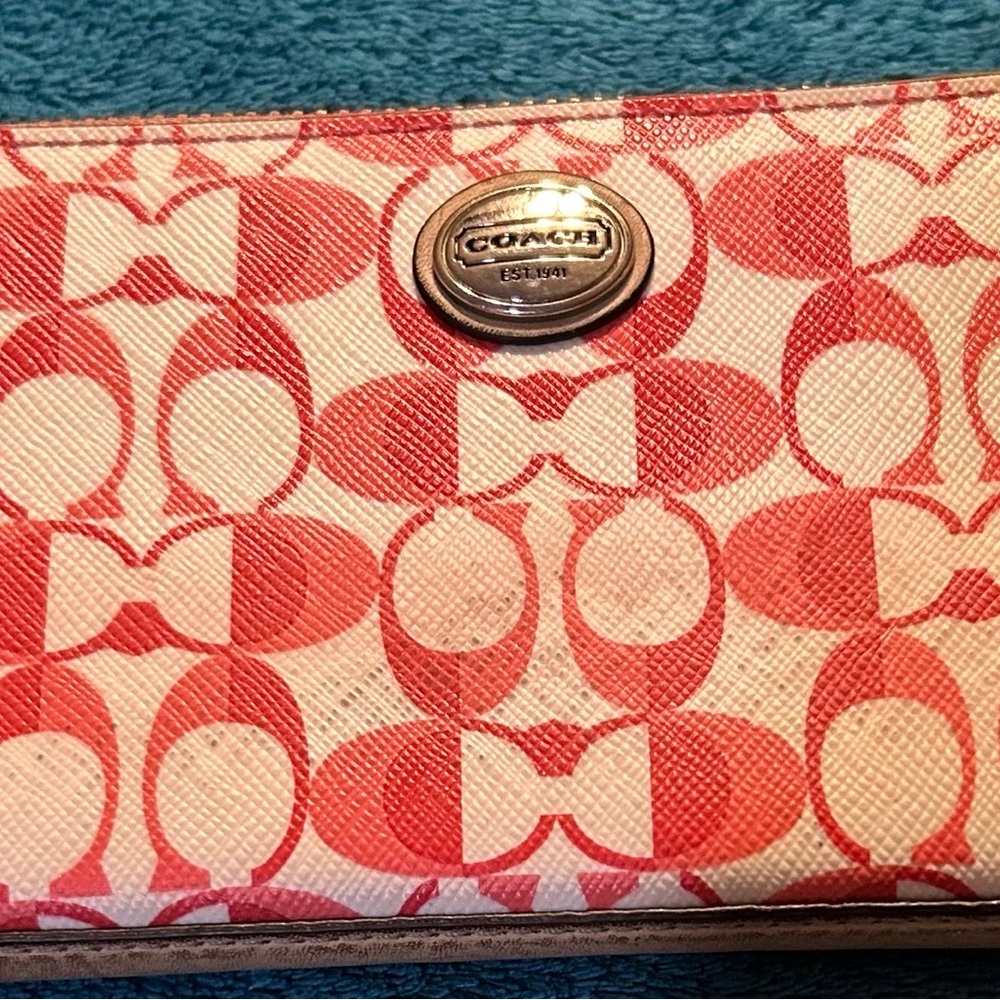 Coach Red and White Wallet